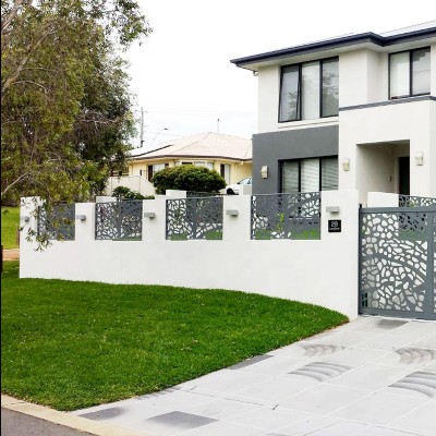 Outdoor Modern Design Iron Aluminum Feceing Laser Cutting Driveway Fence Gate